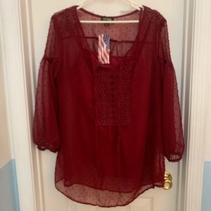 Dark red layered blouse